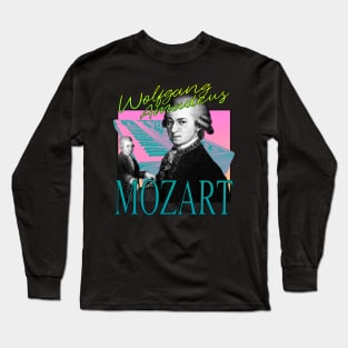 Wolfgang Amadeus Mozart - Retro 80's Synth Band Neon Aesthetic Long Sleeve T-Shirt